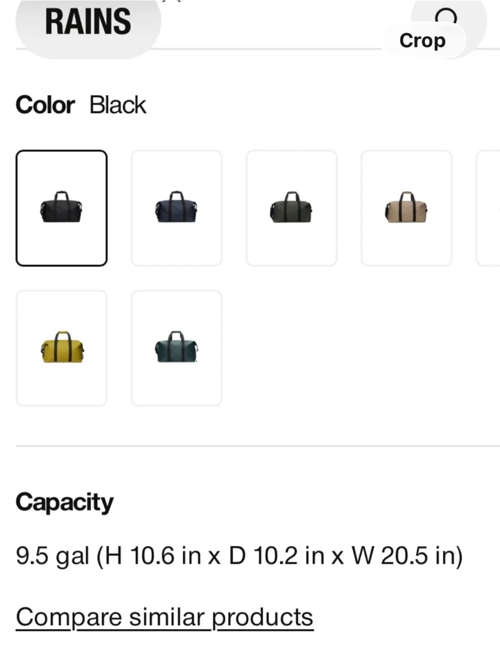 Rains Black Men’s Duffel Bag